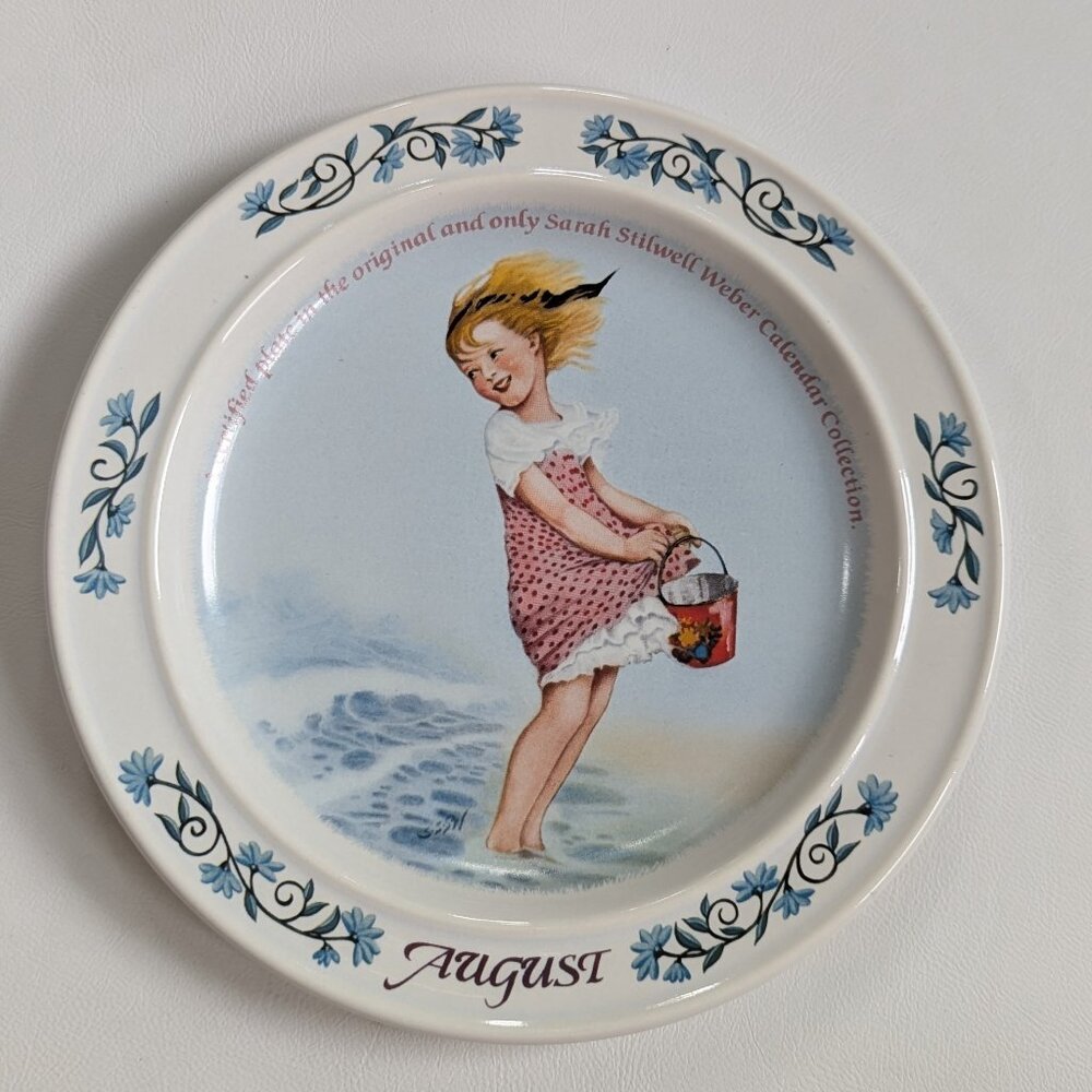 Sara Stilwell Webber Calendar Collections Plate August By Newell Pottery 1984